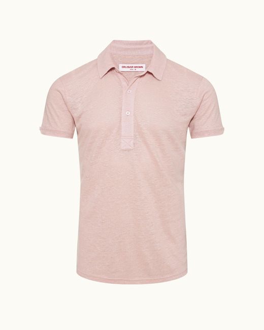 Orlebar Brown Pink Tailored Fit Linen Polo Shirt for men