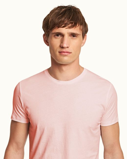 Orlebar Brown Pink Tailored Fit Crew Neck Cotton T-shirt for men