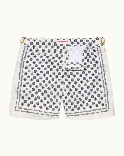 Orlebar Brown White Mid-Length Swim Shorts With Exclusive Luminis Print for men
