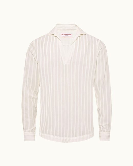 Orlebar Brown White Relaxed Fit Long-Sleeve Overhead Shirt for men