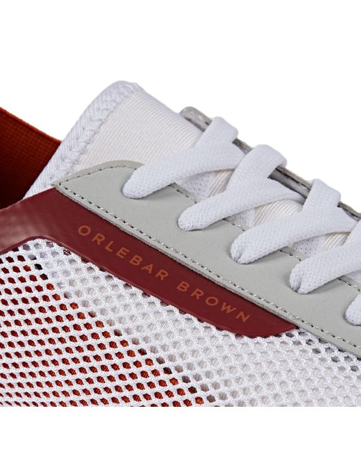 Orlebar Brown Leather Larson White/dark Papaya Shoe You Can Swim In for