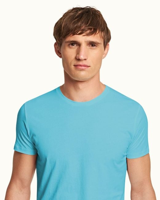 Orlebar Brown Blue Tailored Fit Crew Neck Cotton T-shirt for men