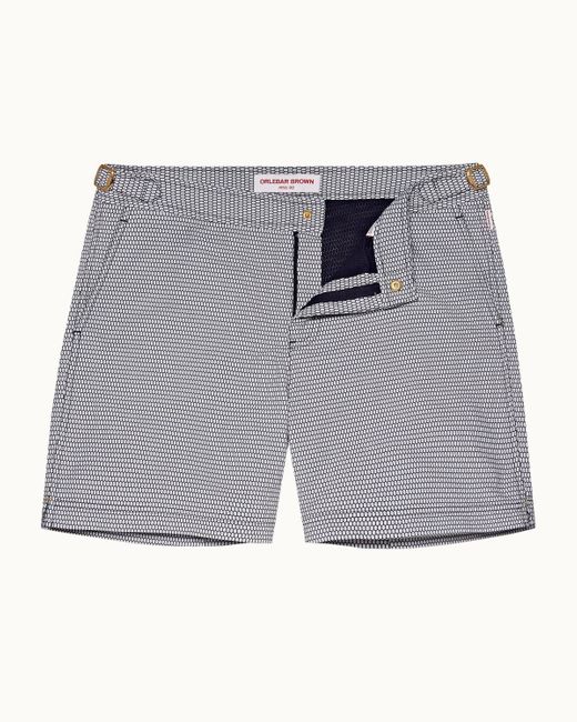 Orlebar Brown Gray Cloud Fenella Jacquard Mid-Length Swim Shorts for men