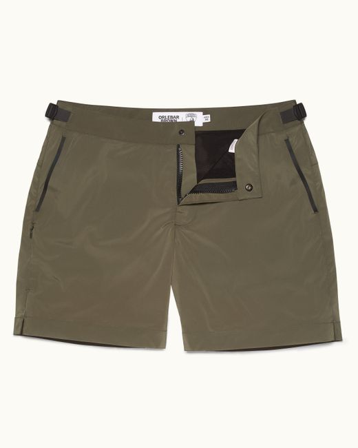 Orlebar Brown Green 'automobili Lamborghini' Logo Bonded Tape Mid-length Swim Shorts for men