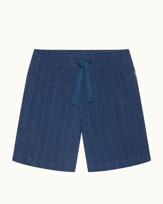 Orlebar Brown Blue And Automobili Lamborghini Geometric Jacquard Towelling Sweat Shorts for men