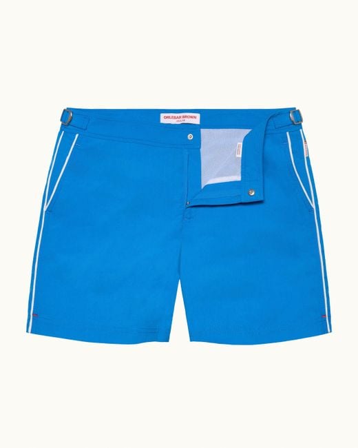 Orlebar Brown Blue Mid-Length Swim Shorts With Contrast Seam Piping for men