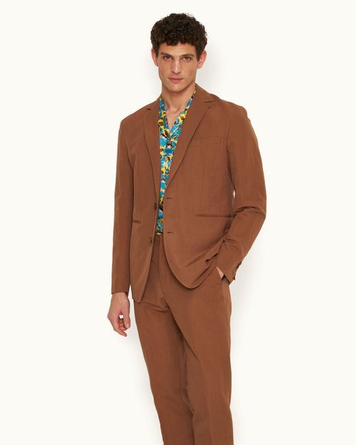 Orlebar Brown Brown Tailored Fit, Two-button, Unstructured Cotton-linen Blazer, Woven for men