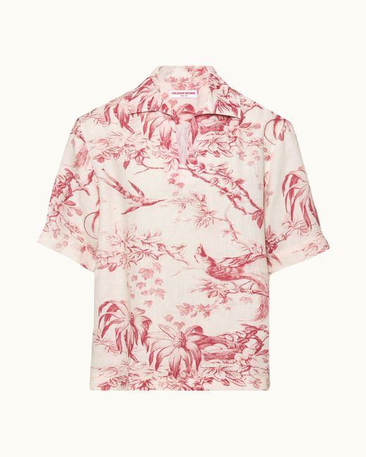 Orlebar Brown Pink Printed Linen Shirt for men