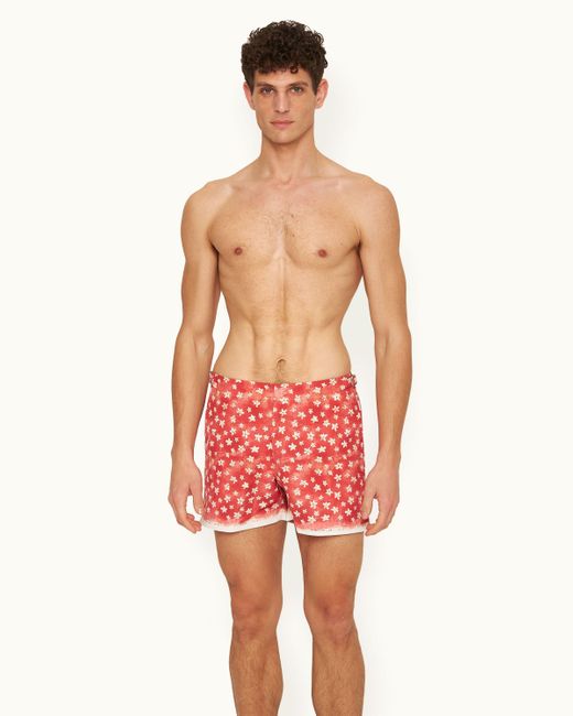 Orlebar Brown Red Budding Life Print Shorter-length Swim Shorts Woven for men