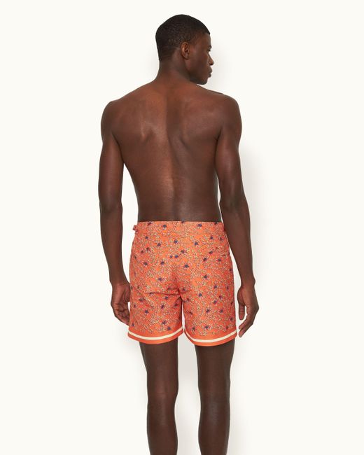 Orlebar Brown Orange Wonder Full Print Mid-length Swim Shorts Woven for men