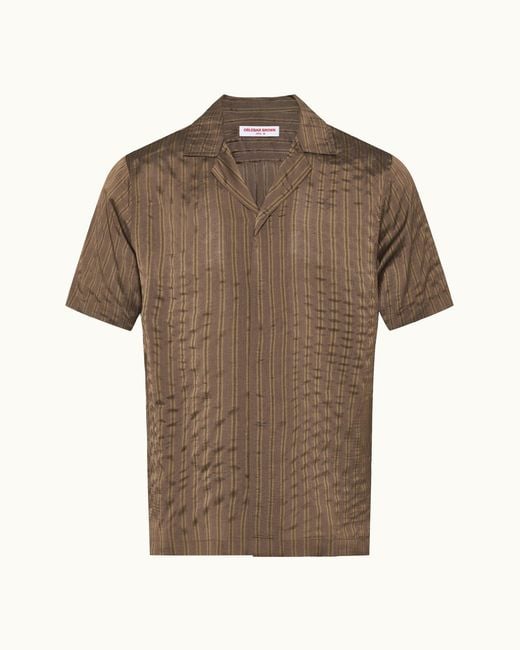 Orlebar Brown Brown Stripe Silk Blend Shirt for men