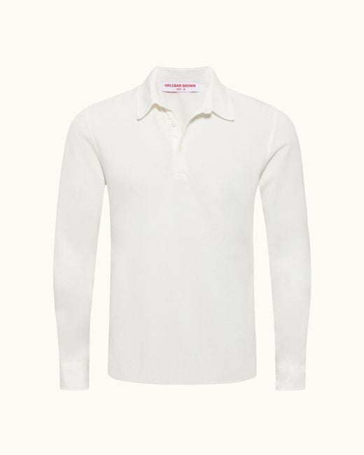 Orlebar Brown White Classic Fit Pique Jersey Polo Shirt for men