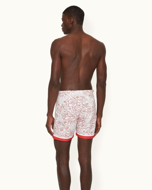 Orlebar Brown Red Foral Nouveau Print Mid-length Swim Shorts Woven for men