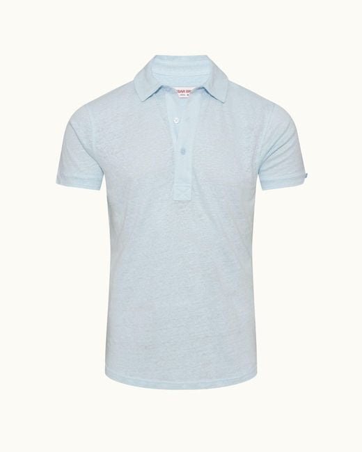 Orlebar Brown Blue Tailored Fit Linen Polo Shirt for men