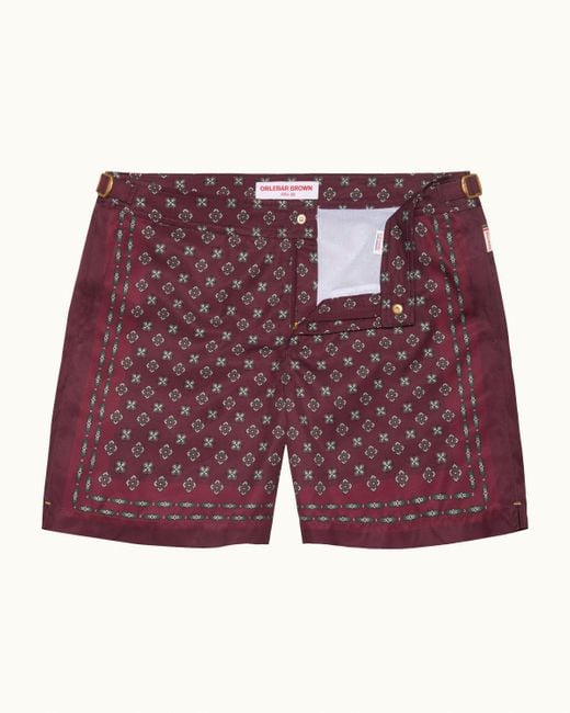 Orlebar Brown Red Mid-Length Swim Shorts With Exclusive Luminis Print for men