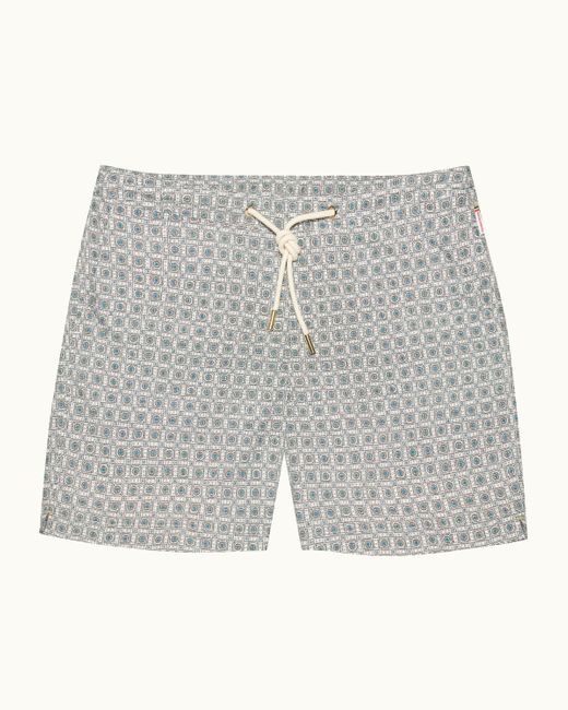 Orlebar Brown Gray Printed Swim Shorts Relaxed Drawcord Fit for men