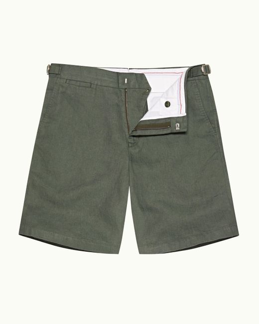 Orlebar Brown Green Tailored Fit Linen Shorts for men
