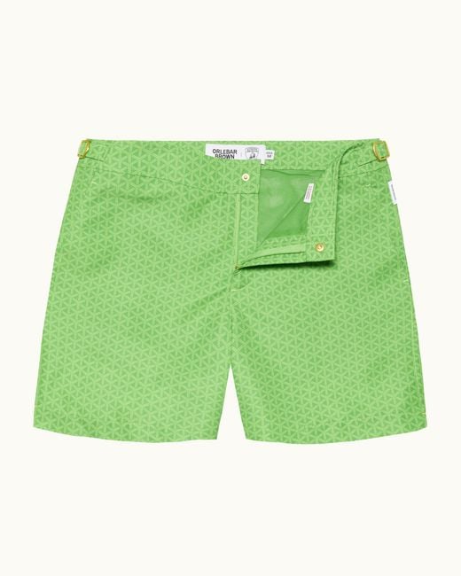 Orlebar Brown Green And Automobili Lamborghini Geometric Print Mid-Length Swim Shorts for men