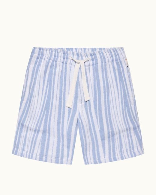 Orlebar Brown Blue Crossover Stripe Towelling Shorts for men