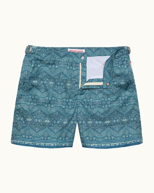 Orlebar Brown Blue Designer Print Swim Shorts for men