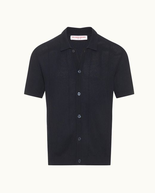 Orlebar Brown Blue Classic Fit Capri Collar Mercerised Cotton Shirt for men