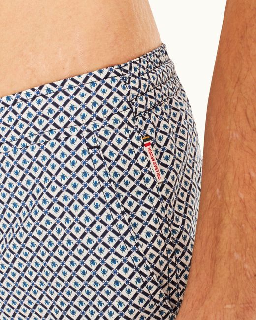 Orlebar Brown Blue Geo Print Mid-length Drawcord Swim Shorts for men