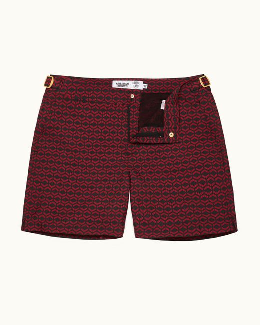 Orlebar Brown Red Automobili Lamborghini Hexagon Jacquard Mid-length Swim Shorts for men