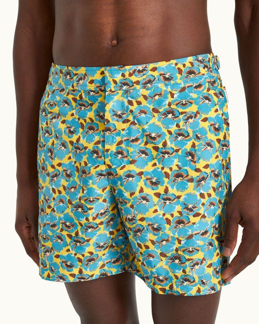 Orlebar Brown Blue Petal Print Mid-length Swim Shorts for men
