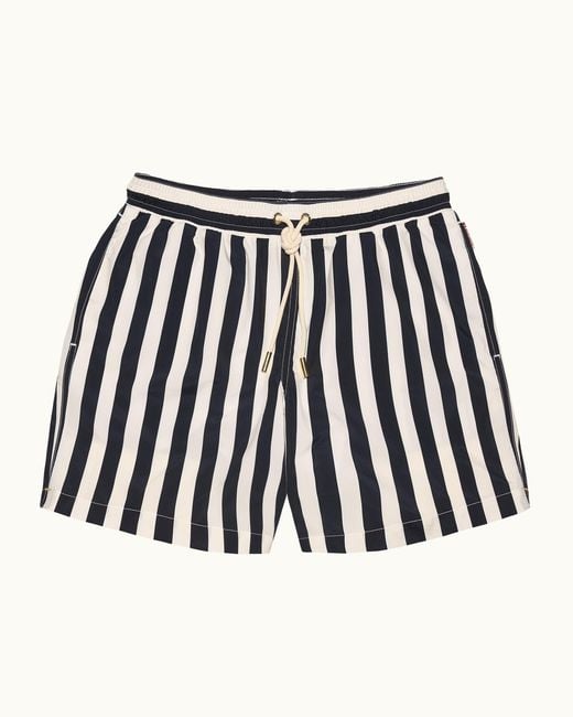 Orlebar Brown Black Dark Stripe Designer Swim Shorts for men