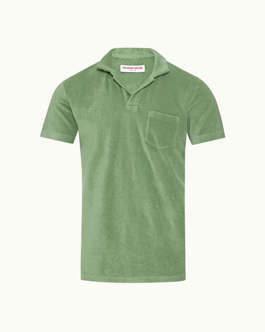 Orlebar Brown Green Tailored Fit Organic Cotton Towelling Resort Polo Shirt for men
