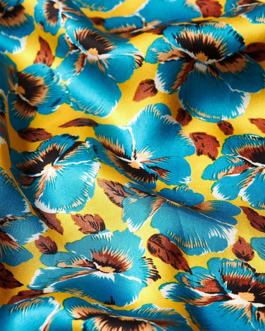 Orlebar Brown Blue Petal Print Relaxed Fit Capri Collar Silk Shirt Woven for men