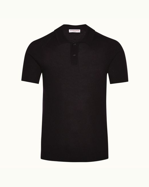 Orlebar Brown Black Orlebar Tailored Fit Silk Blend Polo Shirt for men