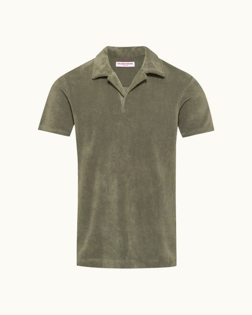 Orlebar Brown Green Relaxed Fit Cotton Towelling Resort Polo Shirt for men