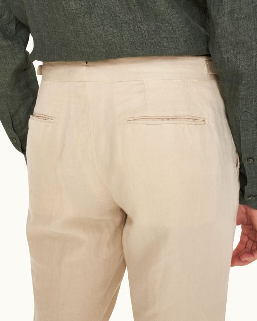 Orlebar Brown Natural Tailored Fit Cotton-linen Trousers for men