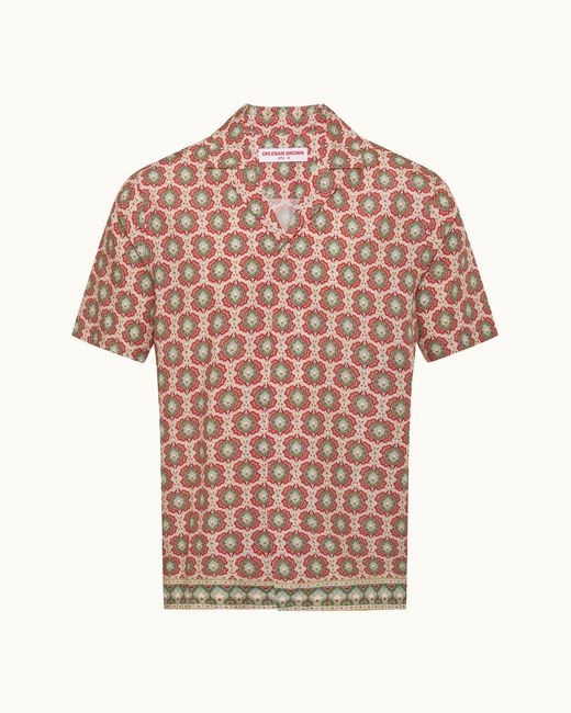 Orlebar Brown Pink Passetto Printed Linen Shirt for men