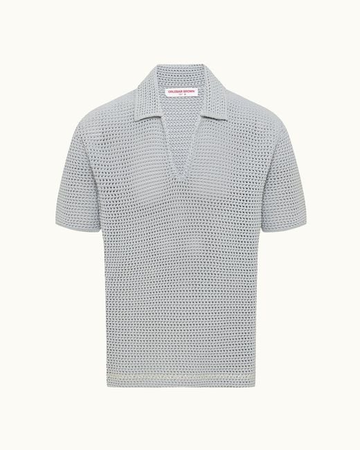 Orlebar Brown Gray Polo Shirt Designer Summer Knit for men