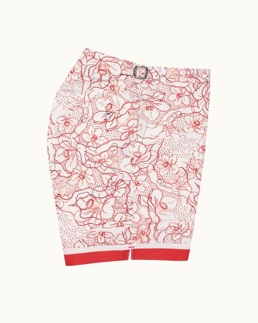 Orlebar Brown Red Foral Nouveau Print Mid-length Swim Shorts Woven for men