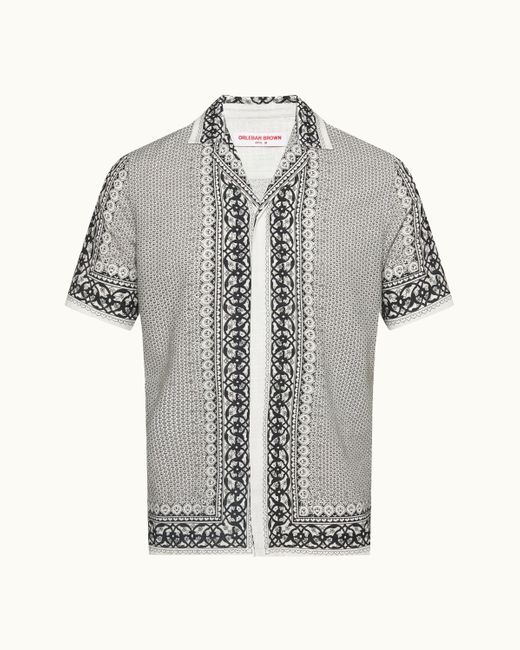 Orlebar Brown Gray Linen Shirt Light Summer Resort Shirt for men