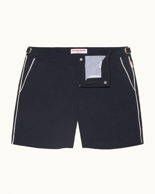 Orlebar Brown Blue Mid-Length Swim Shorts With Contrast Seam Piping for men
