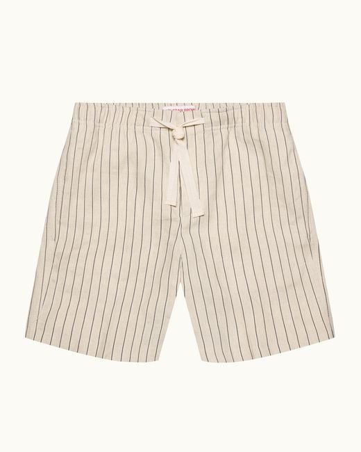 Orlebar Brown Natural Latte Stripe Linen Shorts for men