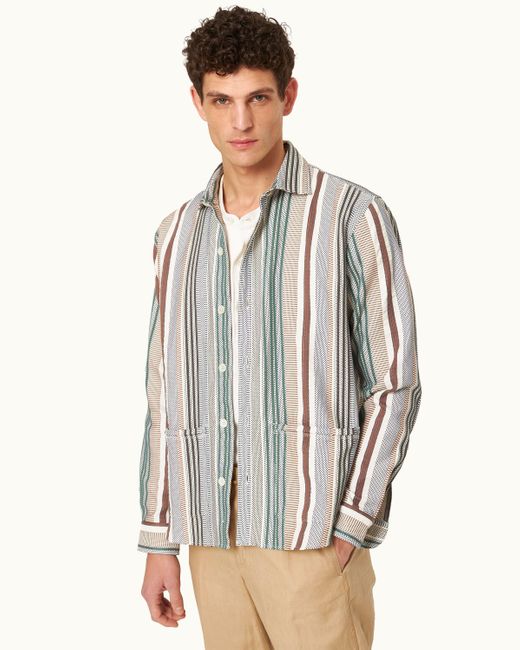 Orlebar Brown Multicolor Jacquard Stripe Cotton Resort Overshirt Woven for men