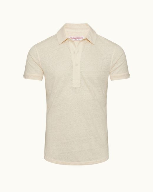 Orlebar Brown White Tailored Fit Linen Polo Shirt for men