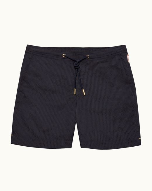 Orlebar Brown Blue Dark Seersucker Drawcord Swim Shorts for men