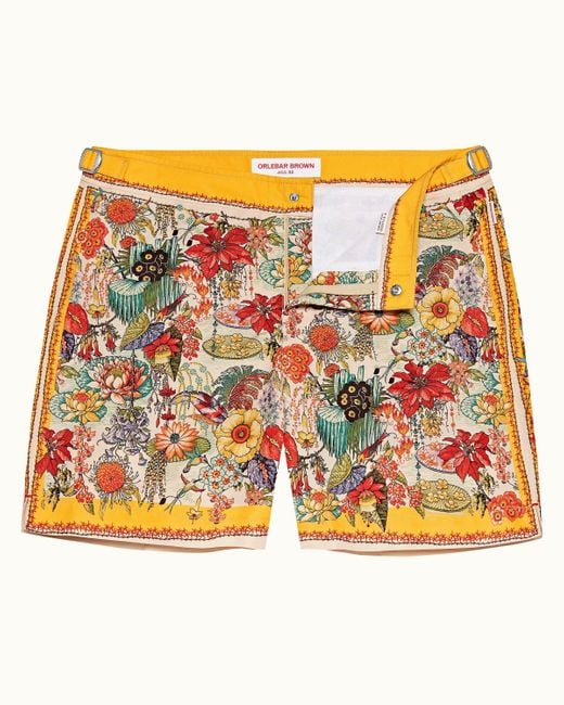Orlebar Brown Multicolor Bright Gold Eden Print Mid-length Swim Shorts for men