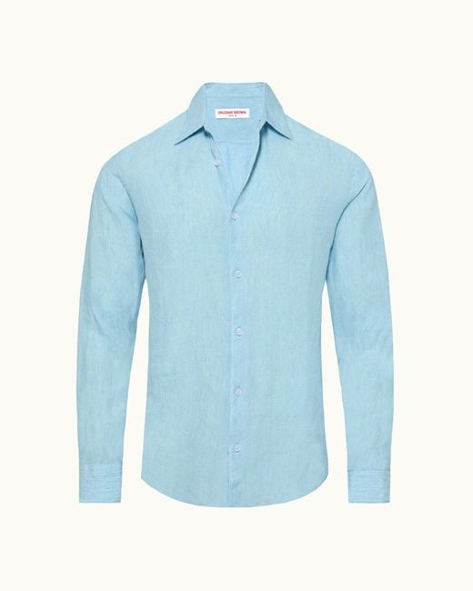 Orlebar Brown Blue Relaxed Fit Short Sleeve Shirt for men