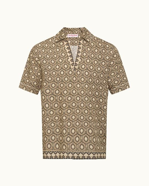 Orlebar Brown Natural Printed Lyocell Short Sleeve Shirt for men