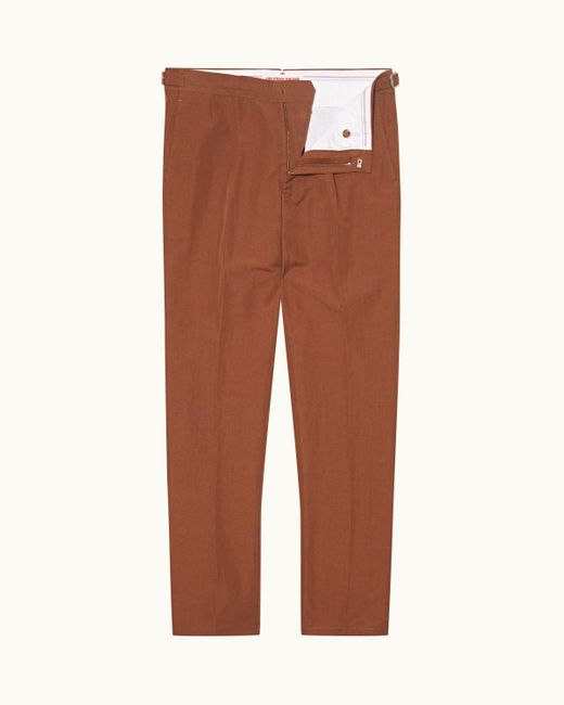 Orlebar Brown Brown Slim Fit, High-rise, Tapered Cotton-linen Trousers, Woven for men