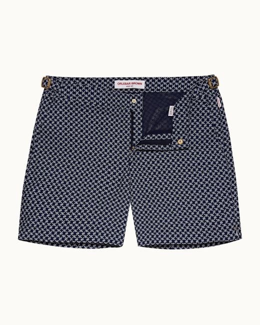 Orlebar Brown Blue Luxury Geometric Jacquard Bulldog Swim Shorts for men