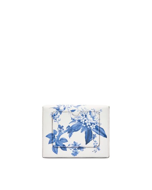 Oscar de la Renta Blue Flora & Fauna Toile Printed Mini Tro Bag