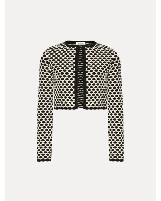 Oscar de la Renta Black Honeycomb Sequin Knit Jacket